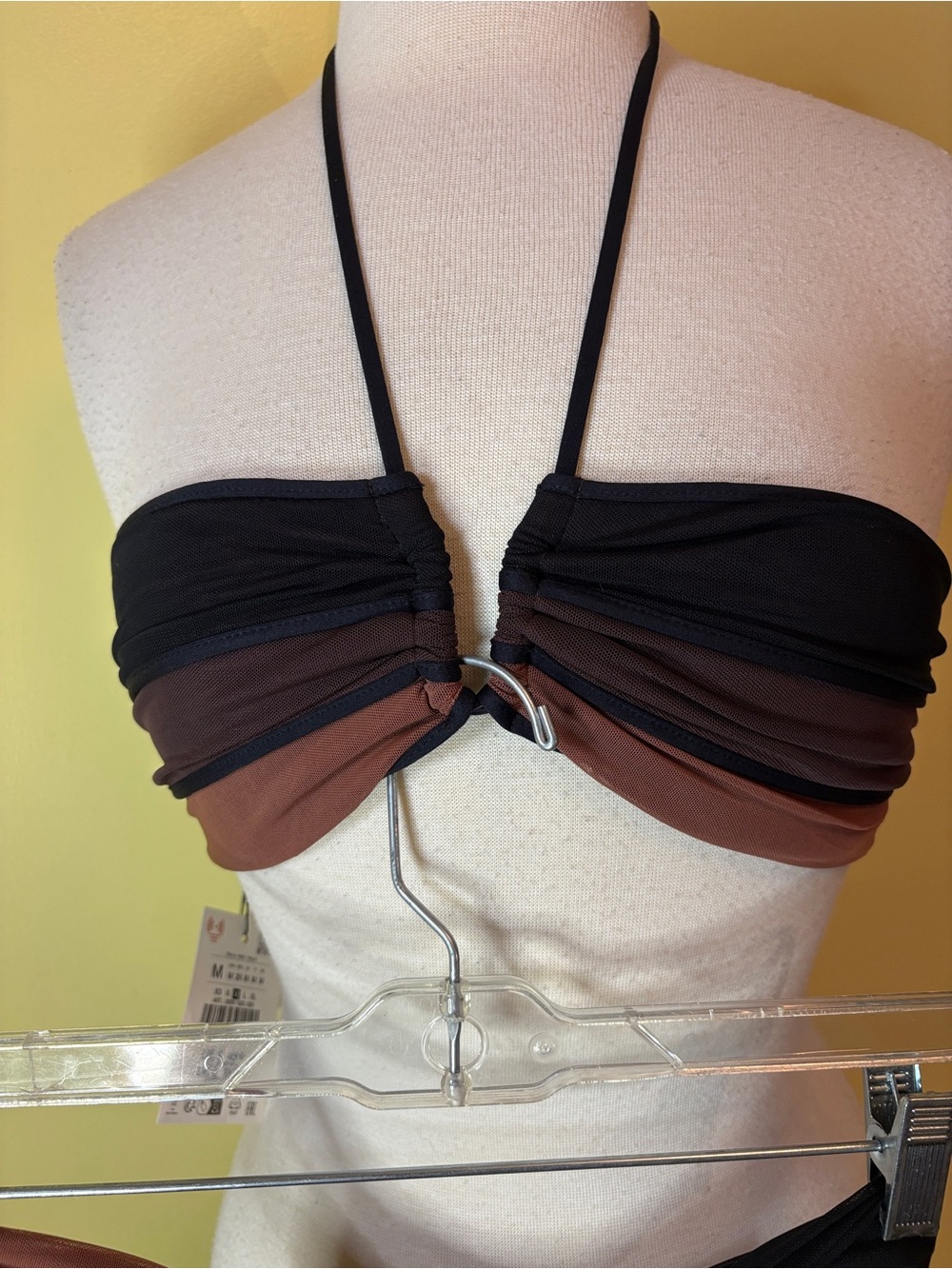 Zara Tulle Two-Piece Bikini Set - Halter Bandeau Top & High-Cut Bottom - Picture 5 of 11